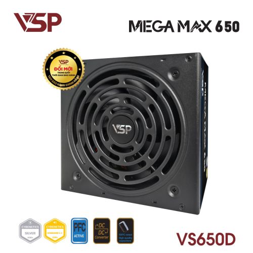 Bộ Nguồn Máy Tính VSP MEGAMAX VS650D (650W / Cybenetics Silver / Active PFC / DC to DC)